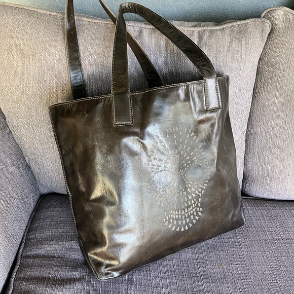 RARE Frye skull tote bag - vintage brown - Picture 7 of 11